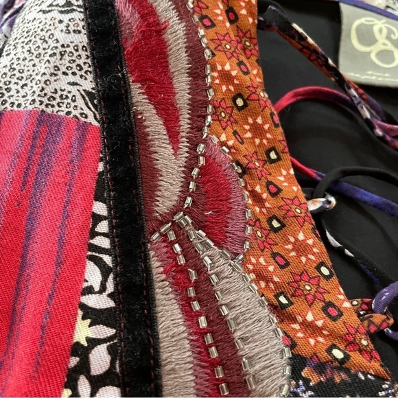 Anthropologie One September Blue, Purple, Patchwork Orange Lace Up Tunic Dress - Picture 7 of 15